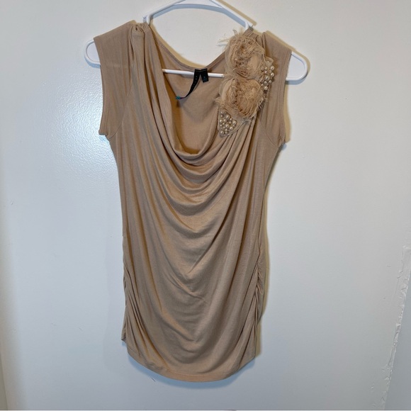 Love life live Elegant Tan Draped Sleeveless Top women’s size small‎ - Picture 1 of 4